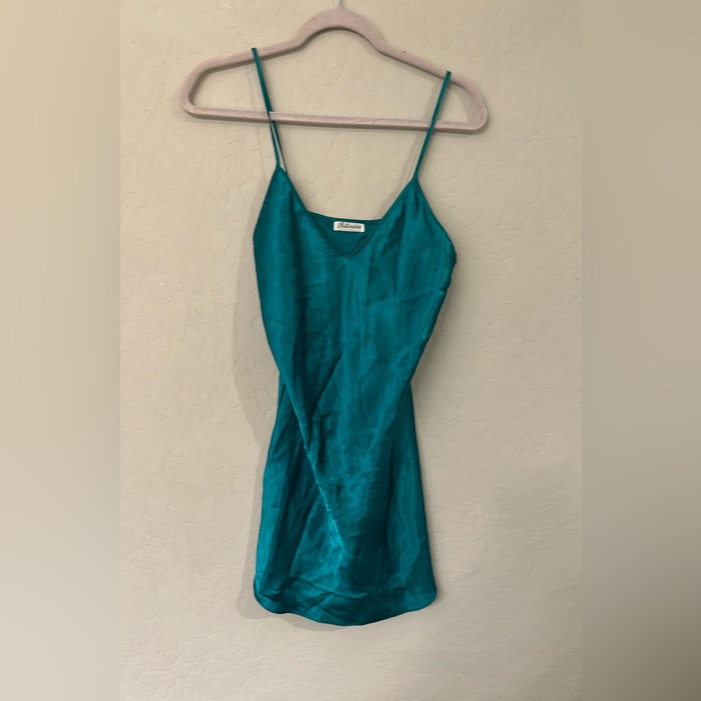 Pollinaise teal green slip size S y2k